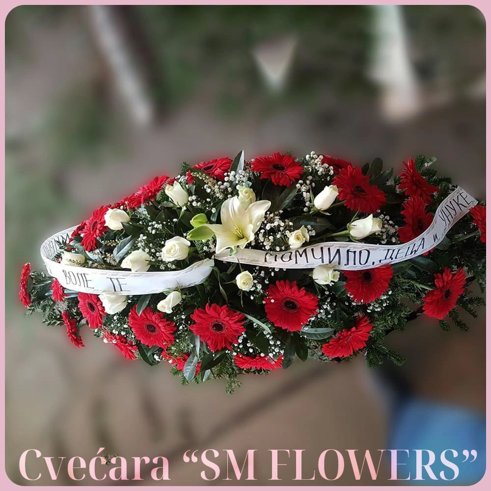 crveni gerberi beli ljiljani i ruze suza za kovceg