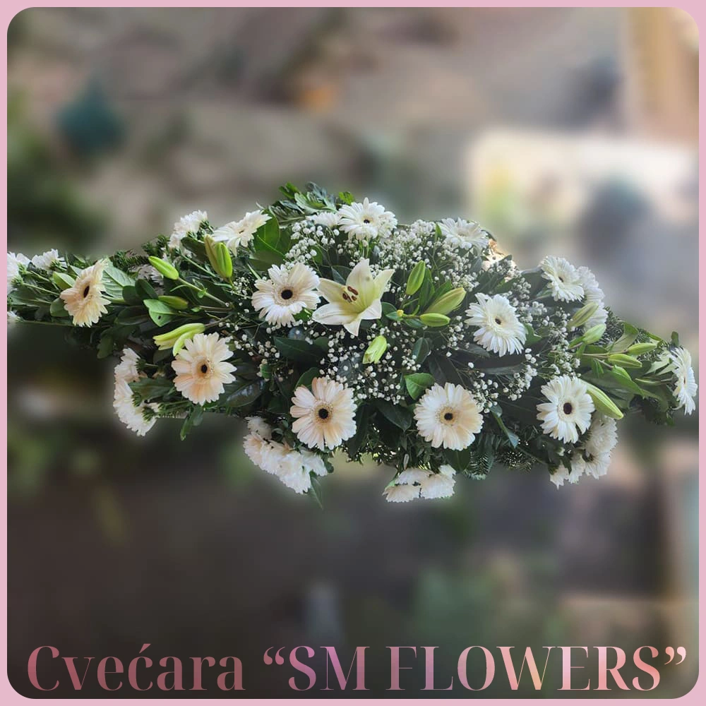 nezna bela suza gerberi ljiljani i gipsofila suza za kovceg