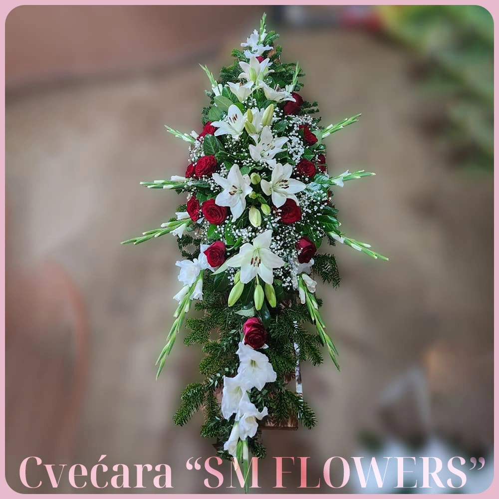 suza beli ljiljani i crvene ruze suza za kovceg